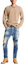Shop DSQUARED2 Navy Blue Straight-Leg Denim Jeans with Distressed Patches. S74LB1455S30663-470