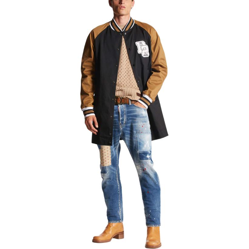 DSQUARED2 Navy Blue  Straight-Leg Denim Jeans with Distressed Patches. S74LB1455S30663-470 圖 6