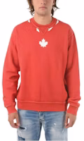 Dsquared2 Orange Sweatshirt with Logo Lettering and Maple Leaf Print S74GU0518S25042-312 Dsquared2 Orange Sweatshirt with Logo Lettering and Maple Leaf Print S74GU0518S25042-312