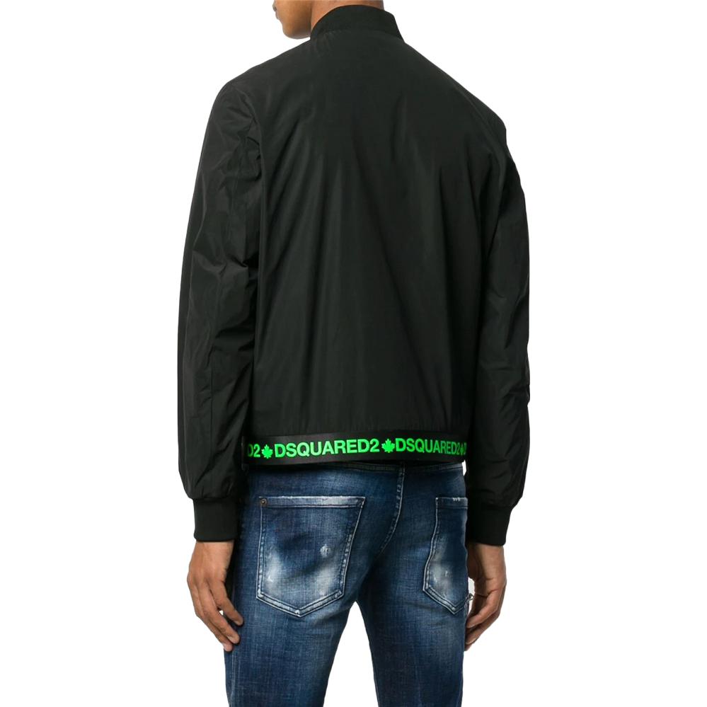 Details for DSQUARED2 Jaket Lengan Panjang Patchwork Logo Cetak Hitam S74AM0899S47858-900