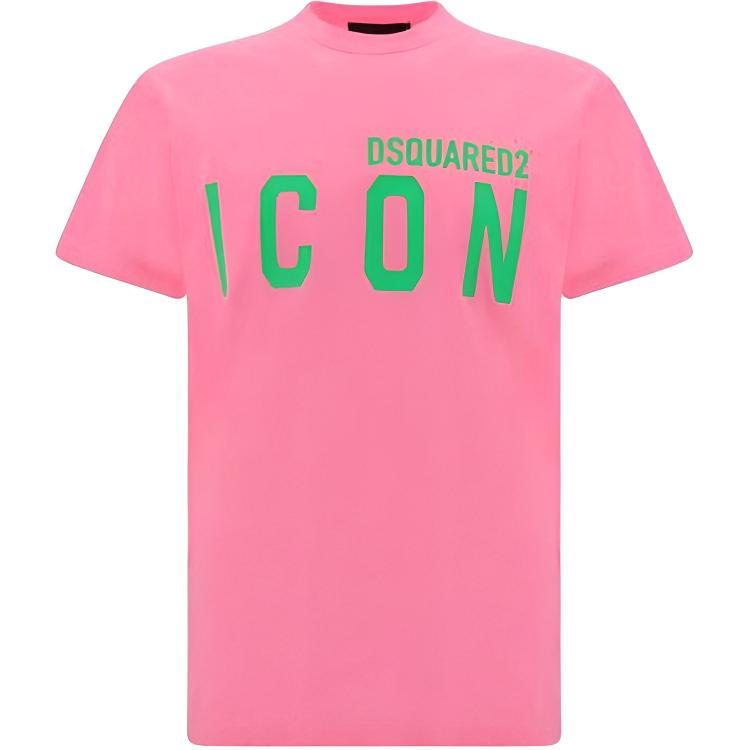 DSQUARED2 Pink Logo Print Crewneck Short-Sleeve T-Shirt for Men. S79GC0090S22427-911