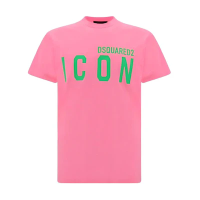 DSQUARED2 Pink Logo Print Crewneck Short-Sleeve T-Shirt for Men. S79GC0090S22427-911