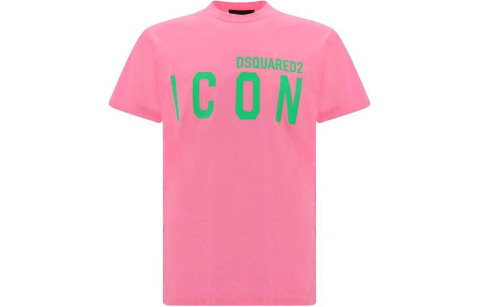 Order DSQUARED2 男士粉色Logo印花短袖T恤 S79GC0090S22427-911