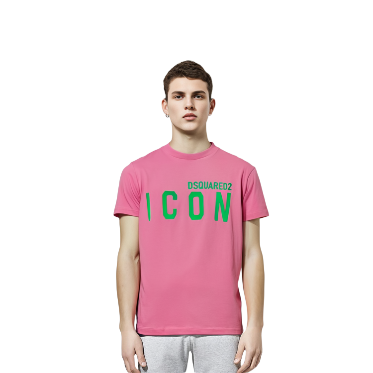 Shop DSQUARED2 男士粉色Logo印花短袖T恤 S79GC0090S22427-911