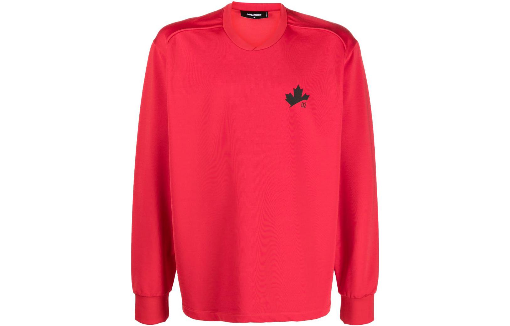Dsquared2 Red V-Neck Logo Print Loose-Fit Sweatshirt S74GU0741S25600-312
