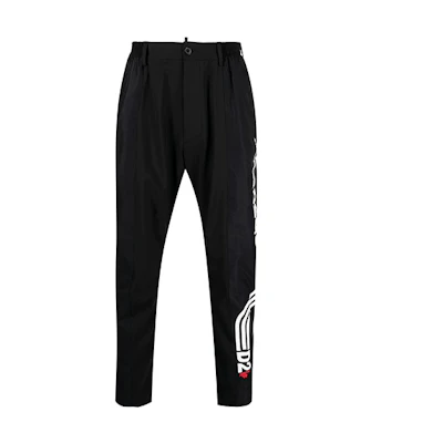 DSQUARED2 Side Logo Tapered Mid-Rise Casual Pants Men’s Black S74KB0550S40320-900