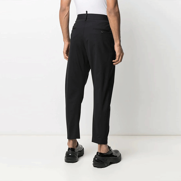 Shop DSQUARED2 側標錐形中腰休閒長褲 男士 黑色 S74KB0550S40320-900