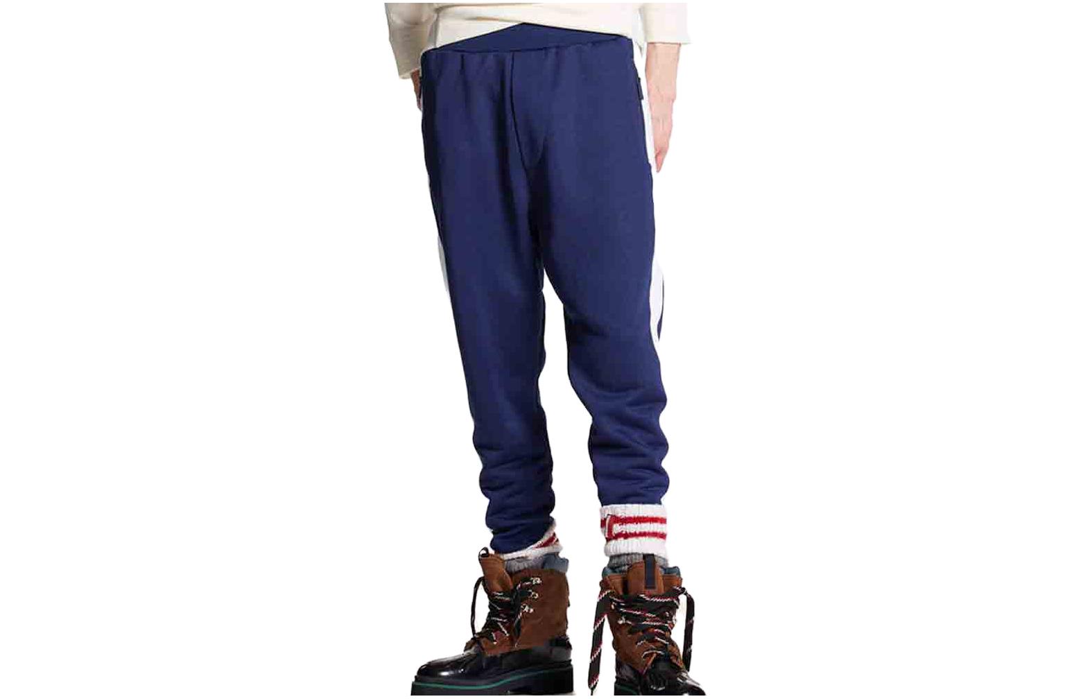 Order DSQUARED2 側邊條紋彈性束口藍色運動褲 S71KB0565S25578-470