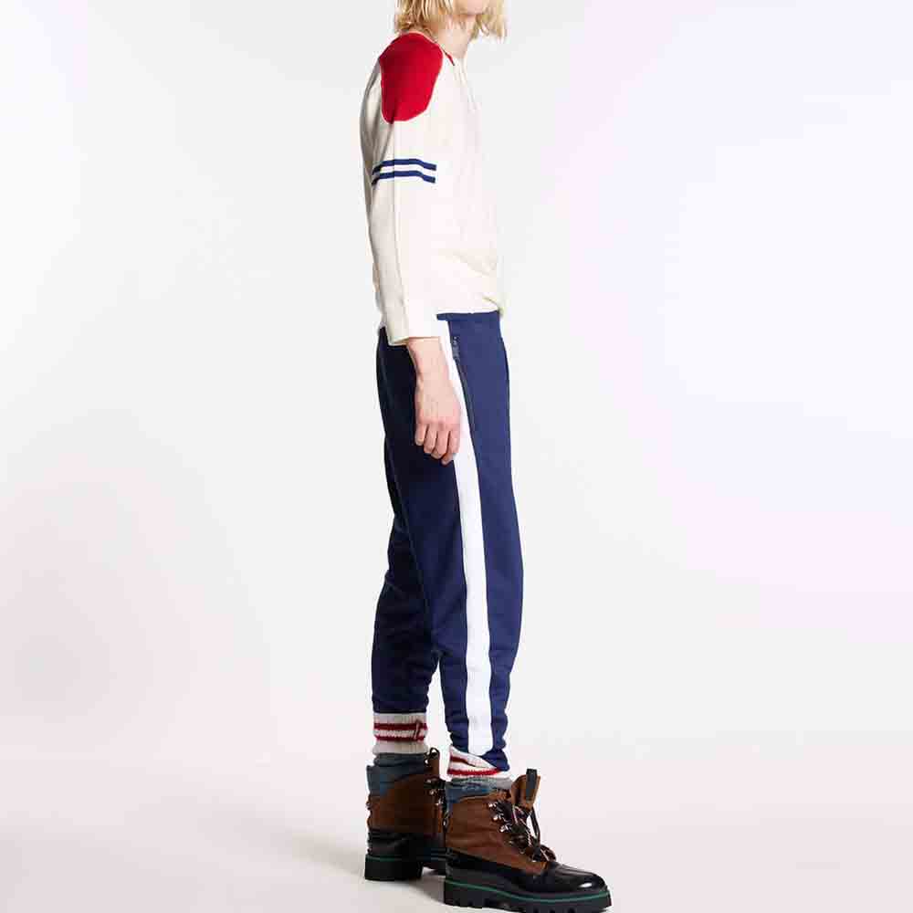 Purchase DSQUARED2 側邊條紋彈性束口藍色運動褲 S71KB0565S25578-470