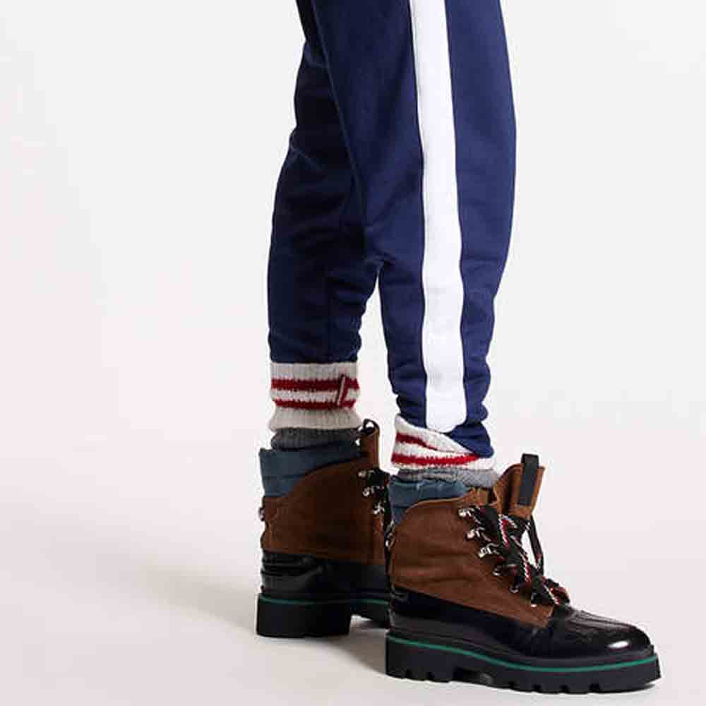 Sizing DSQUARED2 側邊條紋彈性束口藍色運動褲 S71KB0565S25578-470