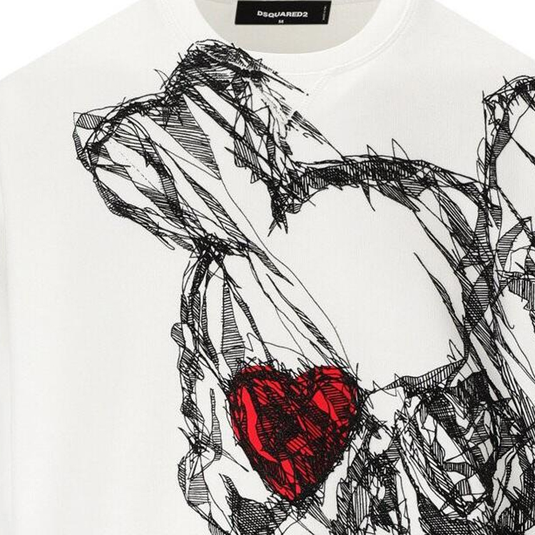 Details for DSQUARED2 Baju Putih Lelaki Cetakan Tengkorak Crewneck Pullover. S71GU0628S25516-100