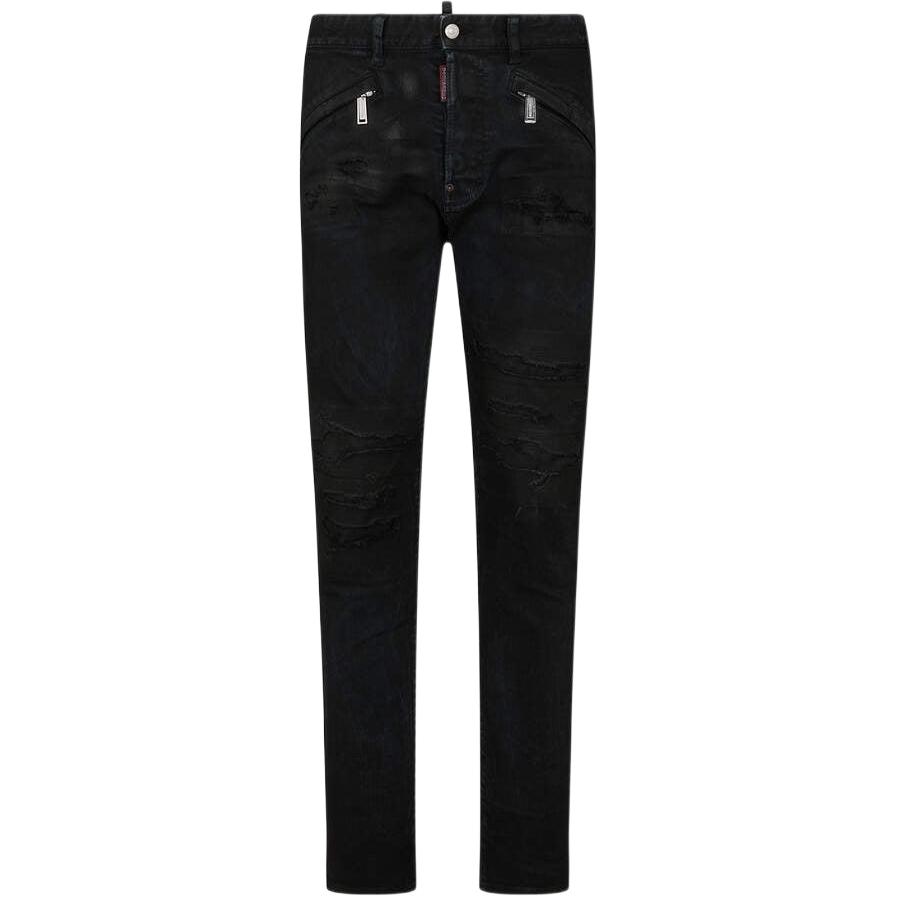 DSQUARED2 Slim Fit Black Jeans with Letter Logo Men. S74LB1428S39781-900