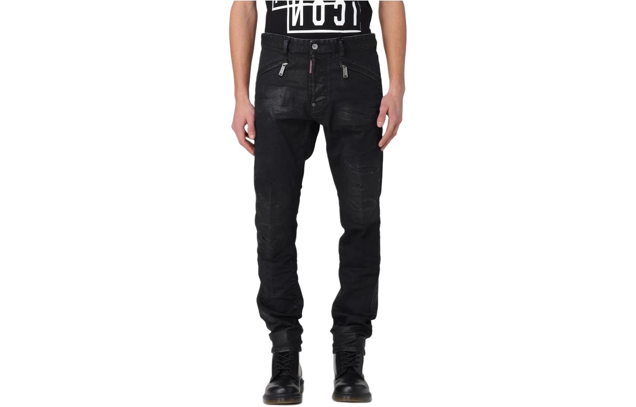 DSQUARED2 Slim Fit Black Jeans with Letter Logo Men. S74LB1428S39781-900 圖 2