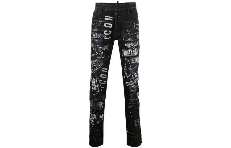 DSQUARED2 Slim Fit Letter Pattern Jeans Men’s Black S79LA0008S30400-900 圖 2