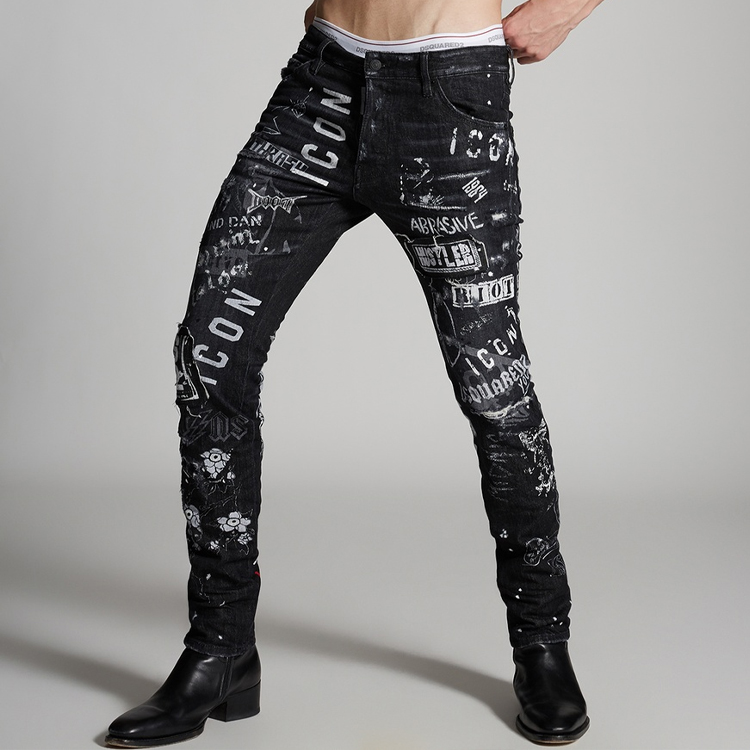 DSQUARED2 Slim Fit Letter Pattern Jeans Men’s Black S79LA0008S30400-900 圖 3