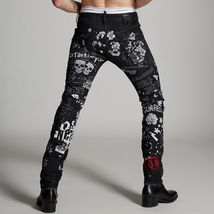 DSQUARED2 Slim Fit Letter Pattern Jeans Men’s Black S79LA0008S30400-900 圖 4