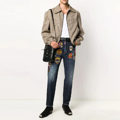 DSQUARED2 Slim Fit Patch Design Blue Jeans S74LB0800S30664-470 Lookbook DSQUARED2 Slim Fit Patch Design Blue Jeans S74LB0800S30664-470