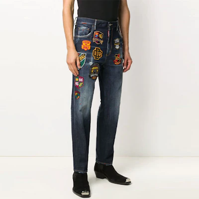 DSQUARED2 Slim Fit Patch Design Blue Jeans S74LB0800S30664-470 Shop DSQUARED2 Slim Fit Patch Design Blue Jeans S74LB0800S30664-470