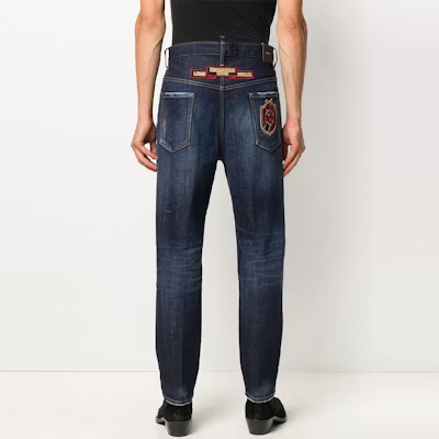DSQUARED2 Slim Fit Patch Design Blue Jeans S74LB0800S30664-470 Purchase DSQUARED2 Slim Fit Patch Design Blue Jeans S74LB0800S30664-470
