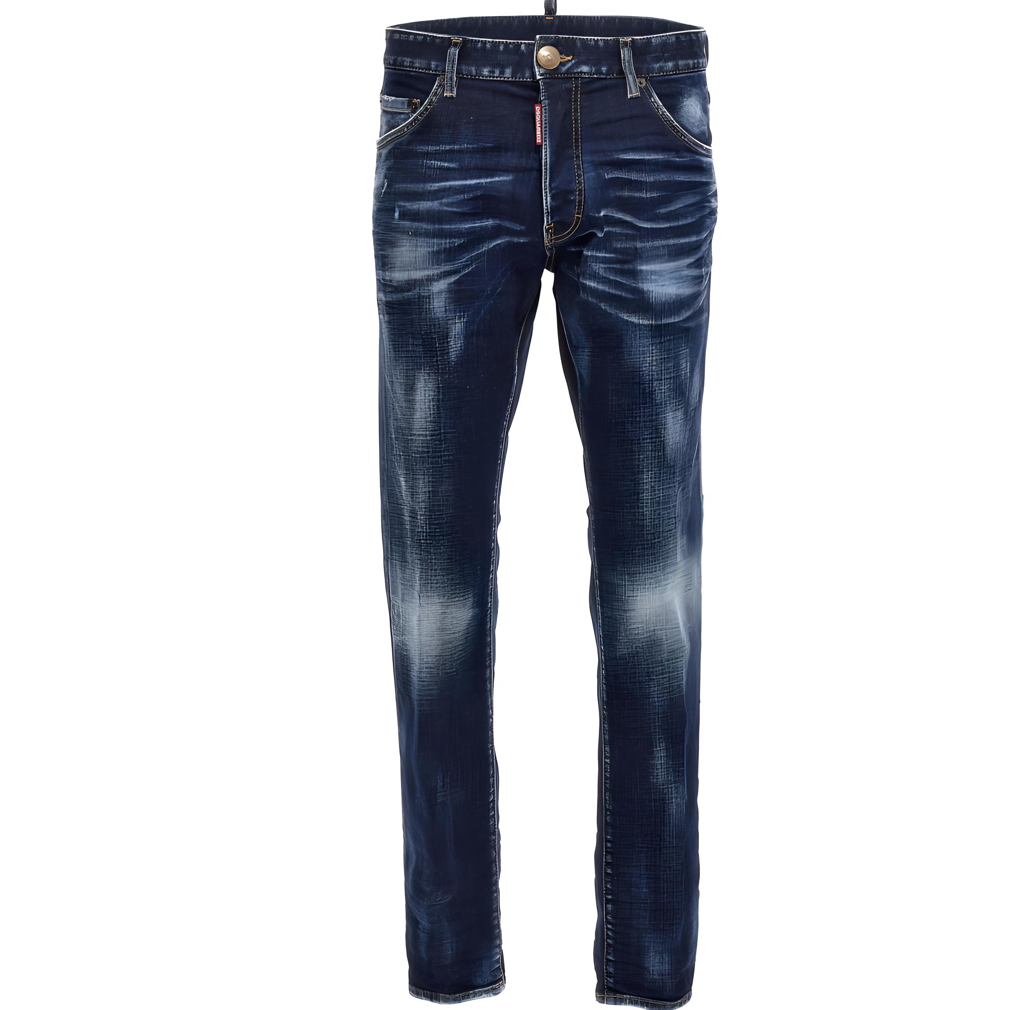 DSQUARED2 Slim Fit Washed Zipper Jeans Men Blue S74LB1336S30664-470
