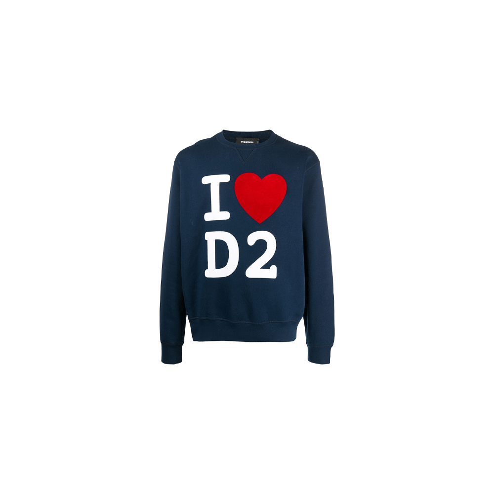 Dsquared2 Slogan Heart Pullover Sweatshirt Blue. S74GU0445S25475-478