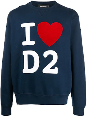 Dsquared2 Slogan Heart Pullover Sweatshirt Blue. S74GU0445S25475-478 Buy Dsquared2 Slogan Heart Pullover Sweatshirt Blue. S74GU0445S25475-478