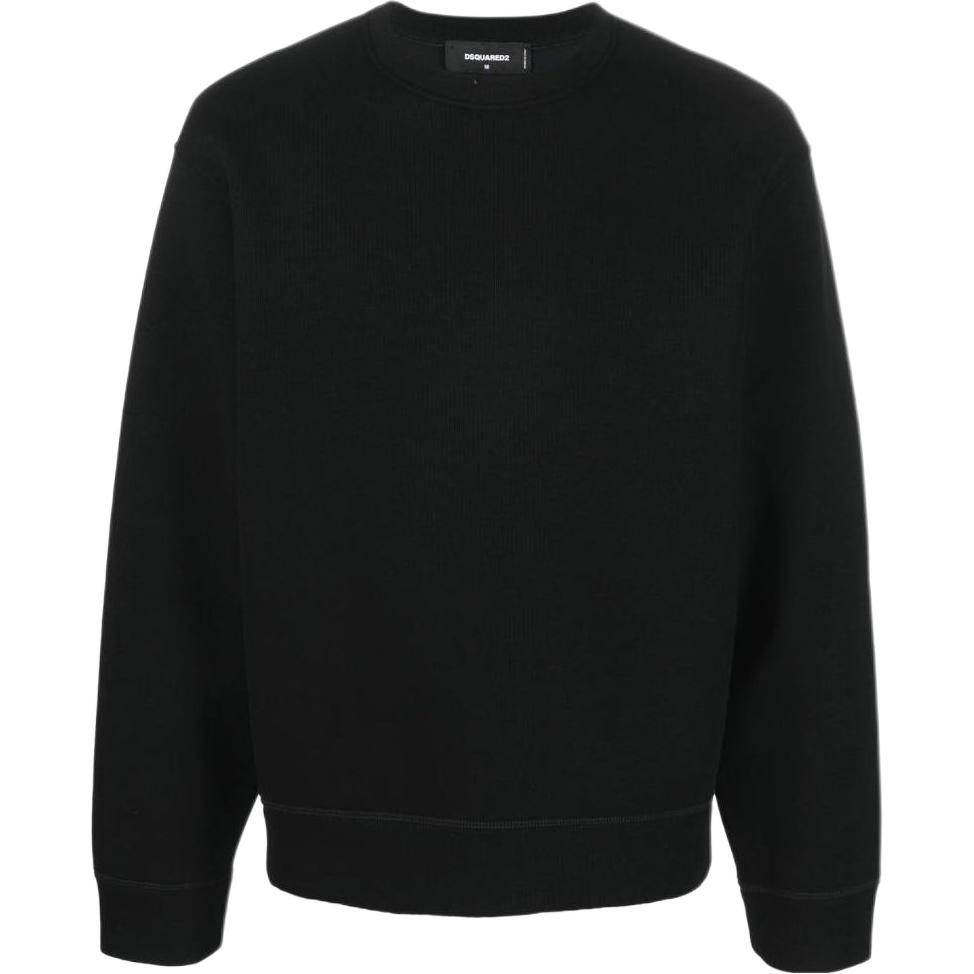 Dsquared2 Solid Color Crewneck Long Sleeve Sweatshirt Men Black S78GU0063S23326-900
