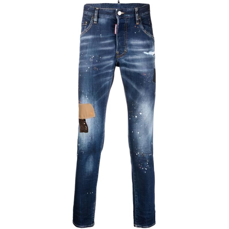 DSQUARED2 Solid Color Distressed Straight Jeans Men S74LB1158S30664-470