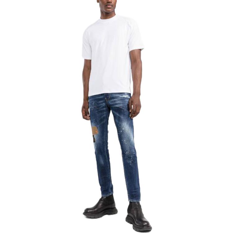 DSQUARED2 Solid Color Distressed Straight Jeans Men S74LB1158S30664-470 圖 3