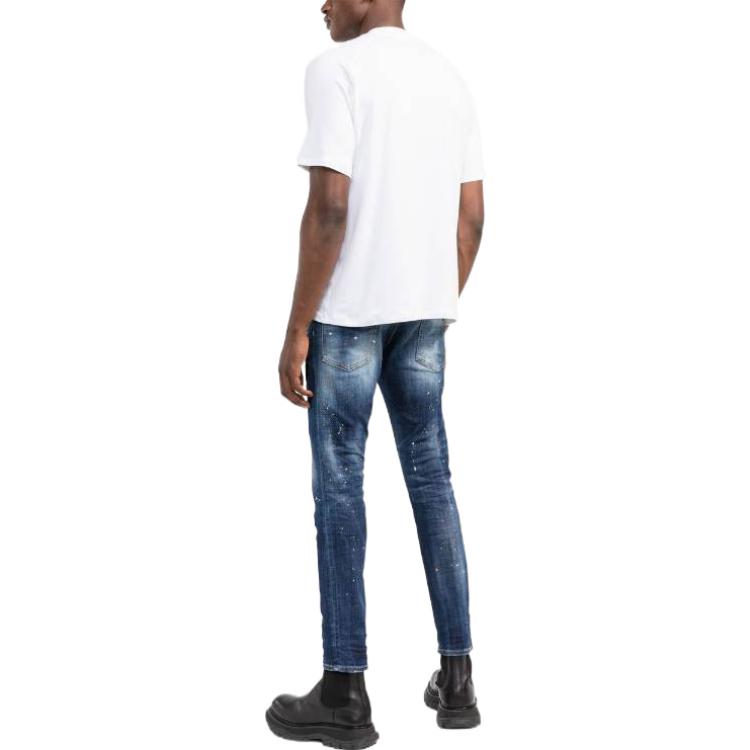 DSQUARED2 Solid Color Distressed Straight Jeans Men S74LB1158S30664-470 圖 4