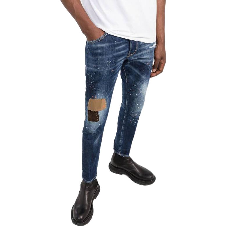 DSQUARED2 Solid Color Distressed Straight Jeans Men S74LB1158S30664-470 圖 5