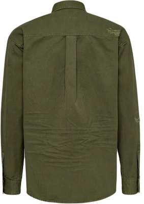 DSQUARED2 男士綠色寬鬆版長袖襯衫 直筒版型 衣領壓扣設計 S74DM0875S78205-695 Lookbook DSQUARED2 男士綠色寬鬆版長袖襯衫 直筒版型 衣領壓扣設計 S74DM0875S78205-695