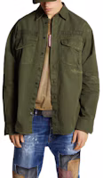 Shop DSQUARED2 Solid Color Loose Fit Button-Up Long Sleeve Shirt Green Mens. S74DM0875S78205-695