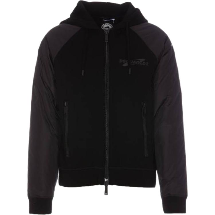Dsquared2 Solid Letter Logo Loose Fit Hoodie Jacket Black S74HG0147S23326-900