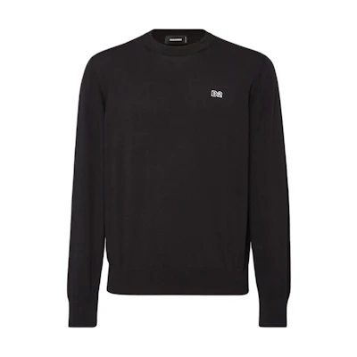 DSQUARED2 Solid Logo Crewneck Pullover Sweater Men’s Black S74HA1486D1301-8900
