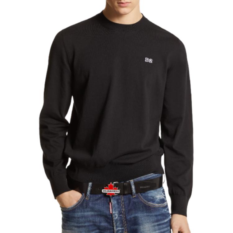 Purchase Suéter Negro de Hombre DSQUARED2 Solid Logo Crewneck Pullover. S74HA1486D1301-8900