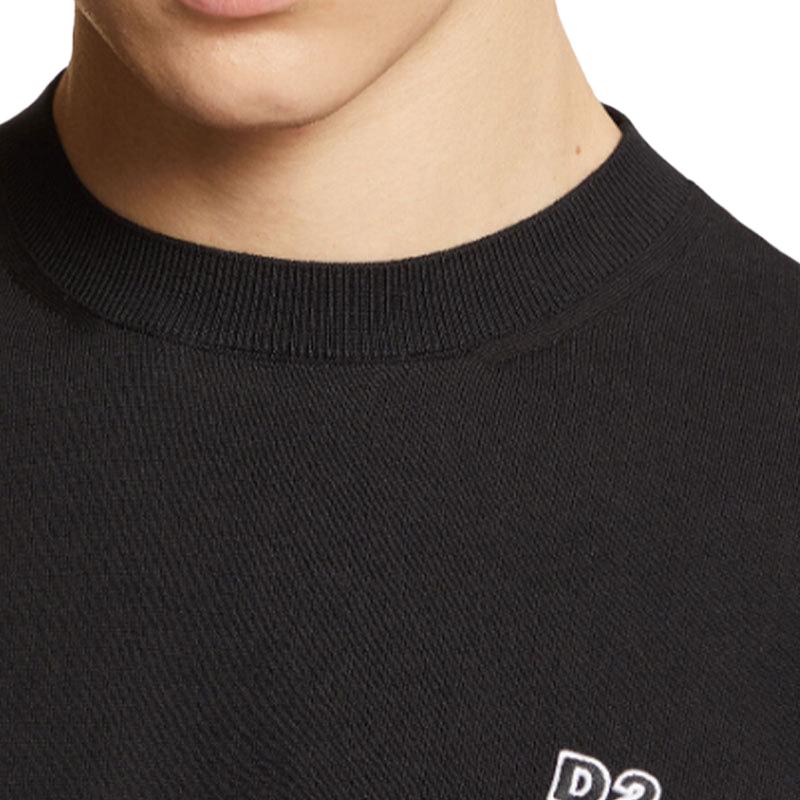 Sizing Suéter Negro de Hombre DSQUARED2 Solid Logo Crewneck Pullover. S74HA1486D1301-8900