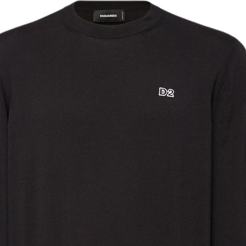 Cheap Suéter Negro de Hombre DSQUARED2 Solid Logo Crewneck Pullover. S74HA1486D1301-8900