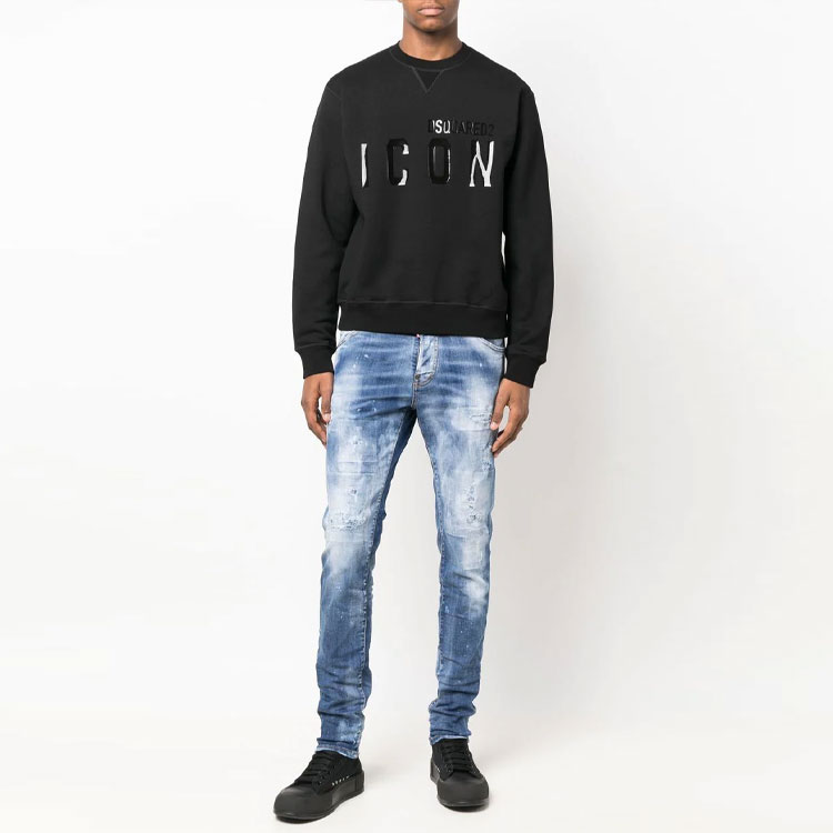 Lookbook DSQUARED2 Baju Sweatshirt Lelaki Logo Cetakan Crewneck Lengan Panjang. S79GU0050S25516-967