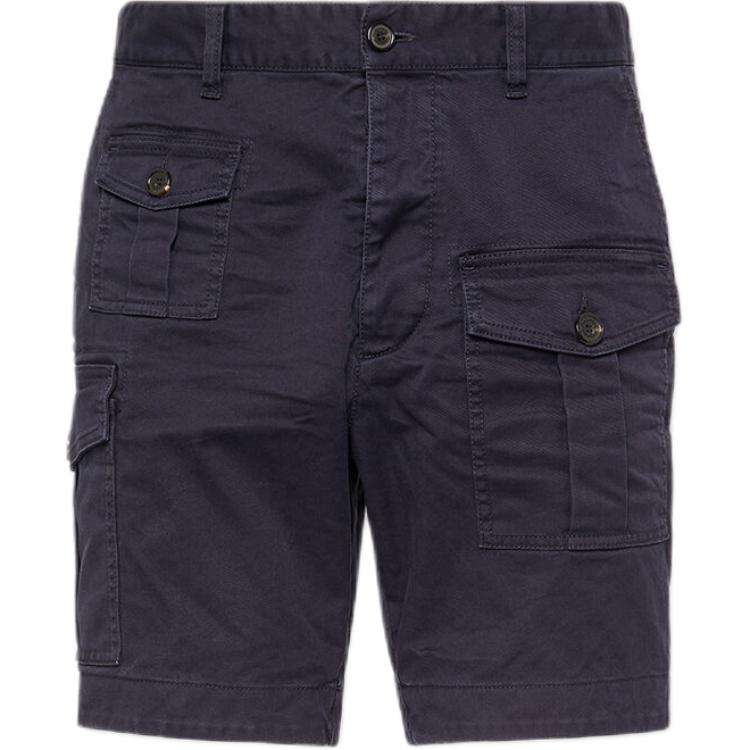 DSQUARED2 Solid Slim Fit Button Straight Work Shorts Men’s Blue S74MU0780S39021-476