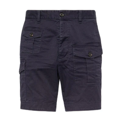 DSQUARED2 Solid Slim Fit Button Straight Work Shorts Men’s Blue S74MU0780S39021-476