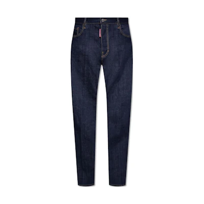 DSQUARED2 Solid Slim Fit Straight Zipper Jeans Men’s Deep Blue. S74LB1421S30664-470