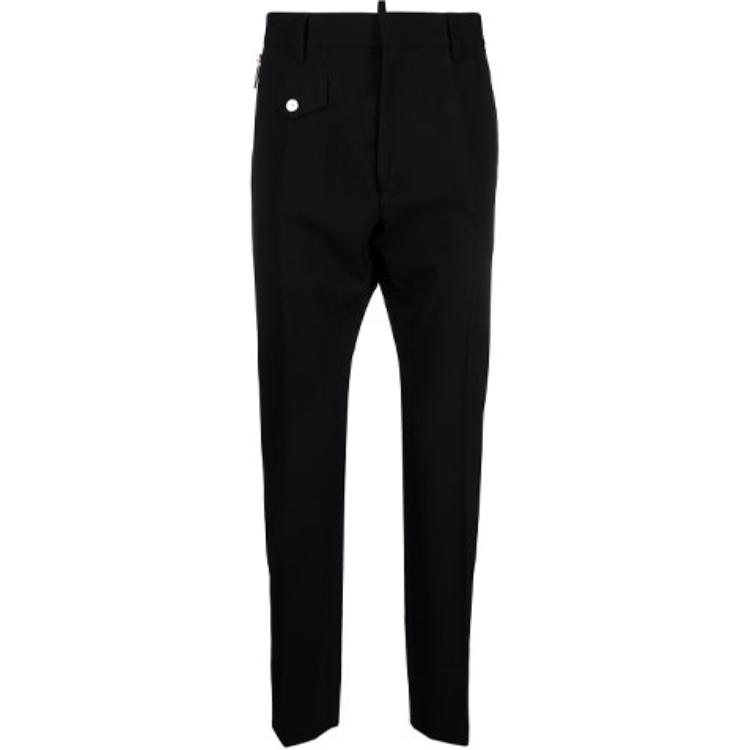 DSQUARED2 Solid Wool-Blend Casual Trousers Men Black S71KB0354S40320-900