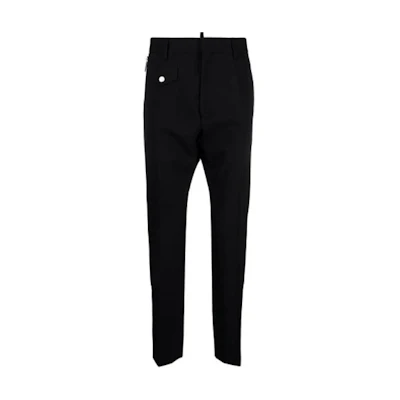 DSQUARED2 Solid Wool-Blend Casual Trousers Men Black S71KB0354S40320-900