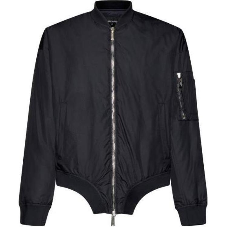 Dsquared2 Solid Zip-Up Printed Long Sleeve Jacket Men’s Black S74AM1344S60583-900