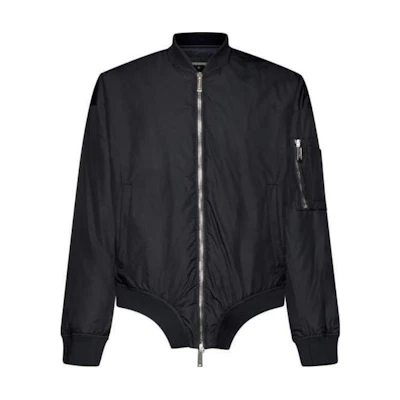 Dsquared2 Solid Zip-Up Printed Long Sleeve Jacket Men’s Black S74AM1344S60583-900