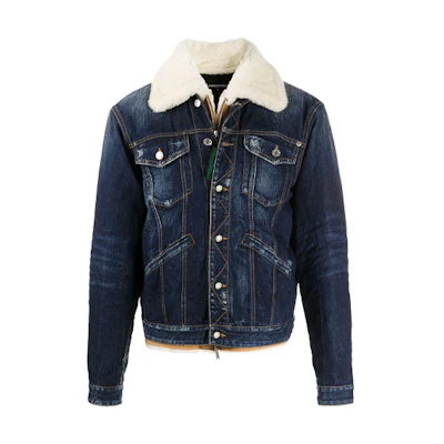 DSQUARED2 SS21 Distressed Denim Jacket Long Sleeve Blue S74AM1048S30309-470