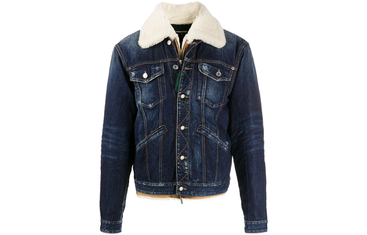 Order Chaqueta Vaquera DSQUARED2 SS21 Manga Larga Azul Denim Desgastado. S74AM1048S30309-470