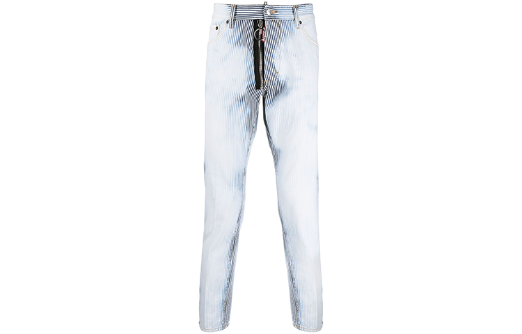 Order DSQUARED2 男士蓝色渐变logo条纹印花牛仔裤 SS21款式 S71LB0865S538600-01F