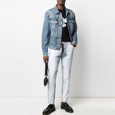 DSQUARED2 男士蓝色渐变logo条纹印花牛仔裤 SS21款式 S71LB0865S538600-01F Lookbook DSQUARED2 男士蓝色渐变logo条纹印花牛仔裤 SS21款式 S71LB0865S538600-01F